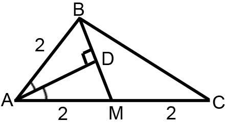 Прямая AD, перпендикулярна медиане BM треугольника ABC,